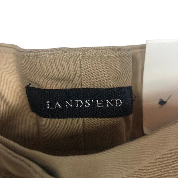 Lands End Pants Womens 12P Khaki‎ Straight Crop Chino Flat Front Minimalist New - Picture 4 of 11